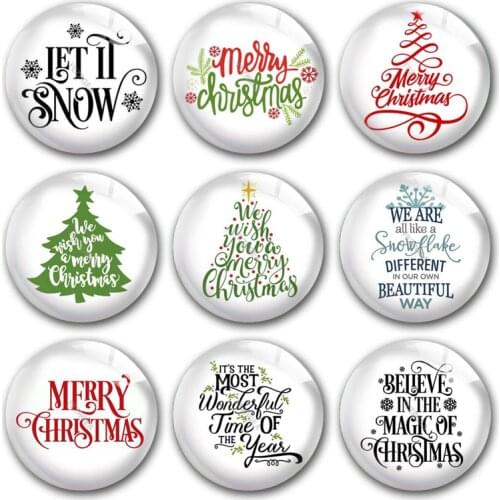 Handmade Merry Christmas Tree X-Mas deer snow Round photo glass cabochons demo flat back DIY jewlery Making findings accessory