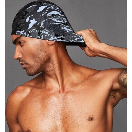 RTAAN swimming cap mens and comfortable bu le head professional cloth large loose hot spring Diving hat Pool Cap Ear