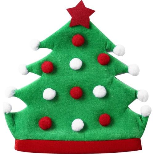 Adults Velvet Christmas Tree Hat Soft Pom Trim Santa Cap For Xmas Theme Decor Prop Novelty Funny Christmas Hat Party Headwear