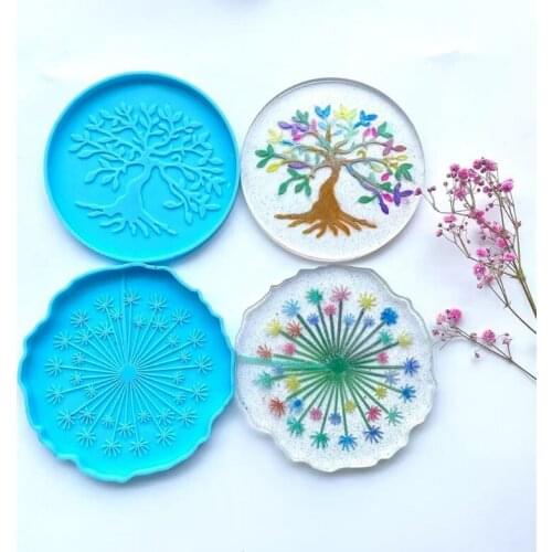 DIY Dandelion Tree of Life Coaster Resin Molds Cup Mats Silicone Mold