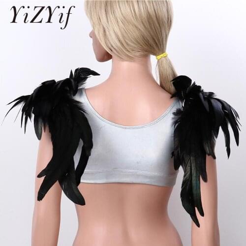 Gothic Collar with Lace Ties Cosplay Costume Party Scarf Women Victorian Feather Shrug Shawl Fake Collar Shoulder Wrap Cape