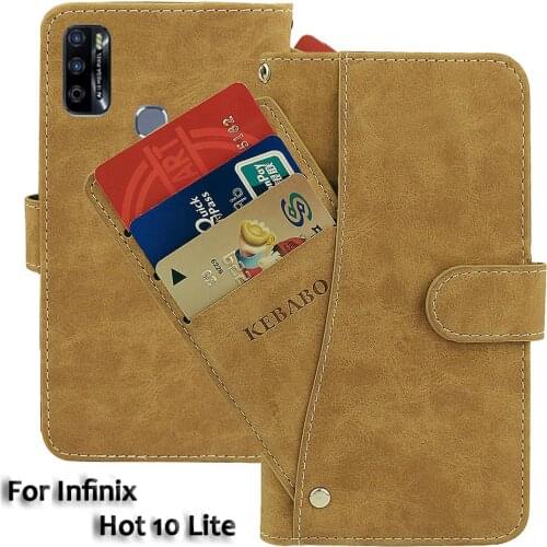 Vintage Leather Wallet Infinix Hot 10 Lite Case 6.6" Flip Luxury Card Slots Cover Magnet Phone Protective Cases Bags