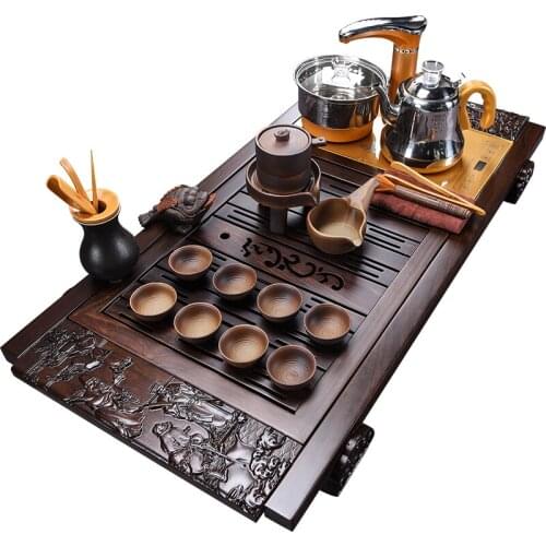 High quality tea tray Sandalwood Tea Plate Household Tea Set Fully Automatic Set of Purple Sand Ceramic Kungfu Teapot Tea Table