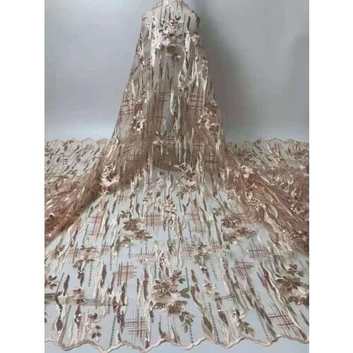 High quality dress lace fabric sequin embroidery French tulle mesh African Nigerian style DIY sewing all kinds of skirts 5 yards