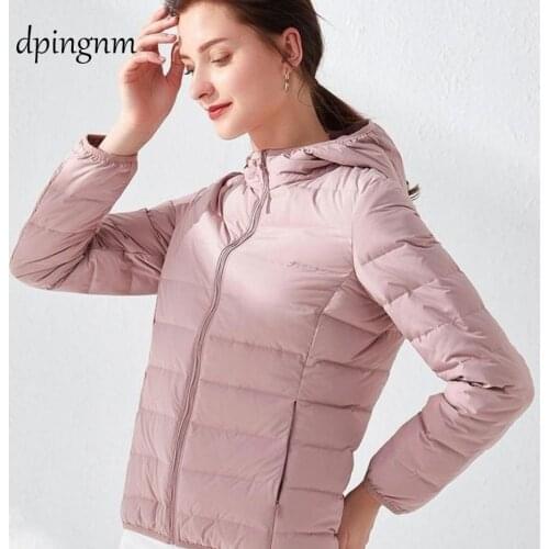 Womens Jackets Brand Down Jackets Women Ultra Light Hooded Basic Jacket Feather Famale Jackets Double Side Reversible Warm Coat