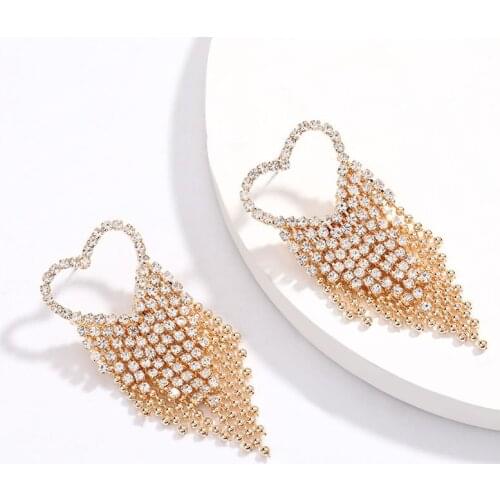 Europe And The United States Selling Heart-Shaped Cup Chain Tassel Earrings High Fashion Street Beat Earrings Woman