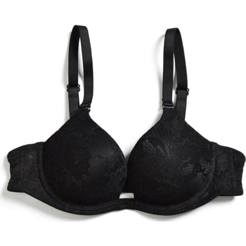 Vgplay Push Up Lace Lingerie Padded Plunge Bra for Women Floral Deep V Underwear Adjusted Strap Women Bra Plus SizeA B C D E Cup