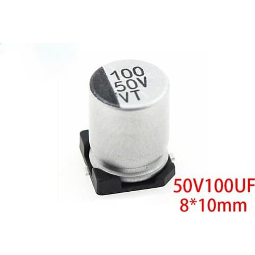 10PCS Electrolytic capacitor 50V100UF 8*10mm SMD aluminum electrolytic capacitor 100uf 50v