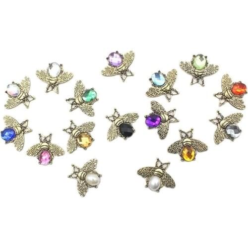 YWXINXI 10Pcs new alloy bee acrylic flat accessories, DIY costume romantic wedding family party party decoration crafts