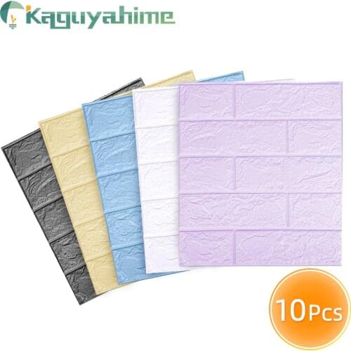 Kaguyahime 10Pcs 3D DIY Wallpaper Self-Adhesive Wall Stickers Waterproof Sticker Decor For Bedroom Kitchen 3D Wallpaper Brick