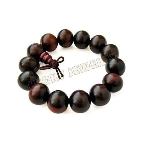 15mm Black Red Sandalwood Beads Tibetan Buddhism Bracelet
