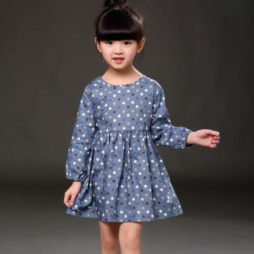 2019 Spring Girl Dress Cotton Long Sleeve Children Dresses Polka Dot Print Kids Dresses for Girls Fashion Baby Girls Clothing