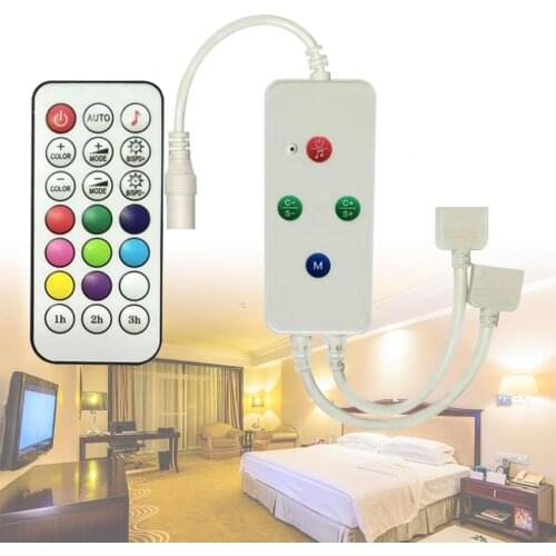21Key RF LED Music Timing Controller 4 Buttons 2 Port RGB Controller for LED Strip Light new