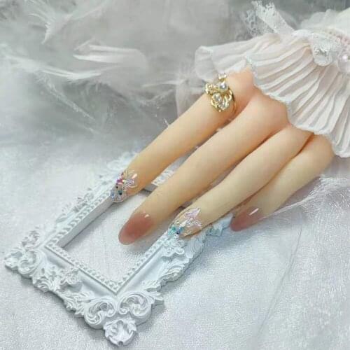 24pcs Colorful 3D Butterfly Fake Nails Glue Type Removable Coffin Long Paragraph Fashion Manicure Nail Supplies For Professional