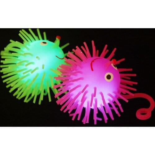 3pcs LED Glowing Hair Ball Vent Ball Flash Elastic Baby Luminous Bouncing Ball Kids Squeeze Anti Stress Relief Toys