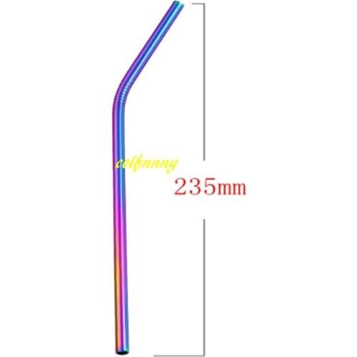 300pcs/lot 6*240mm Metal Straws Reusable Colorful Stainless Steel Drinking Straw For 20oz 30oz cup Bar Tool C2703