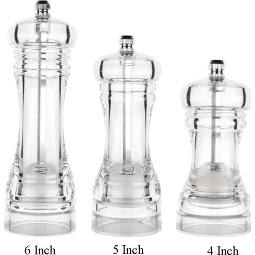 New Acrylic Grinder Transparent ABS Pepper Mills With Strong Adjustable Ceramic Salt Grinder Mill Shaker Kitchen BBQ Tools