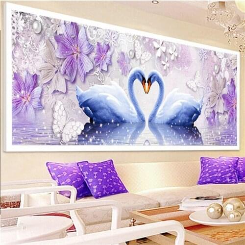 Full Drill white swans lover Diamond Painting 5D Animal Diamond Embroidery icon Mosaic Diamond Cross Stitch home decoration