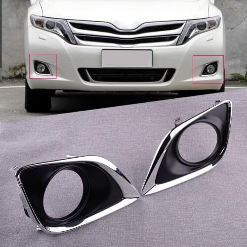 Car 2pcs Front Bumper Fog Lamp Light Hole Molding Chrome Edge Cover Bezel fit for Toyota Venza 2013 2014 2015