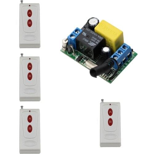 Free Shipping 1CH AC220V Light Switch ON/OFF Wireless Radio RF Wireless Remote Control Switch System Receiver and 4*Transmitter