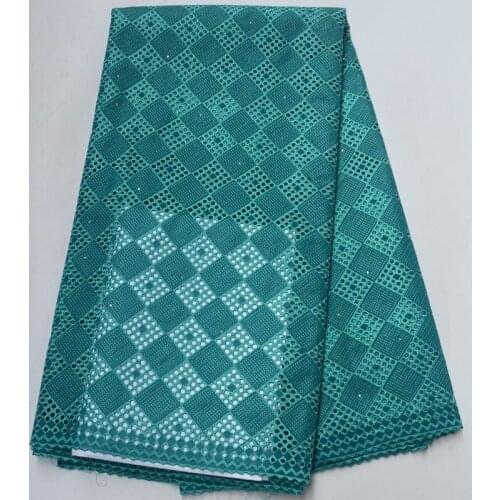 Free shipping (5yards/pc) High quality teal green African cotton lace fabric Swiss voile lace fabric for elegant dress CLH03