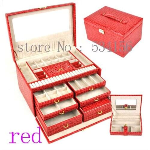 Free shipping leather jewelry box, earrings necklace pendant jewelry organizer jewelry display shelf packing gift box