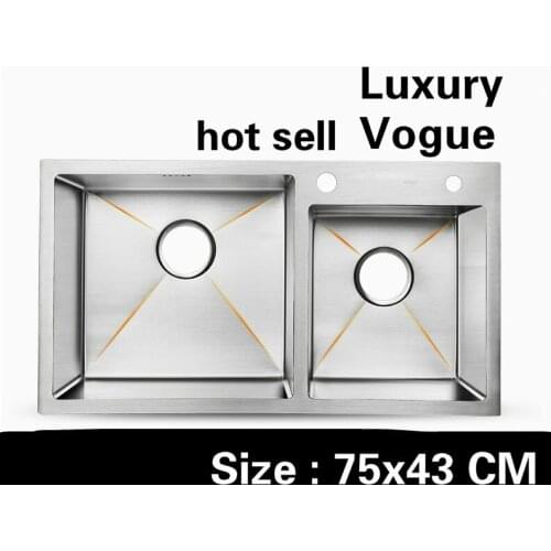Free shipping Apartment Kitchen sink double groove common do the dishes food grade 304 stainless steel 75x43 CM