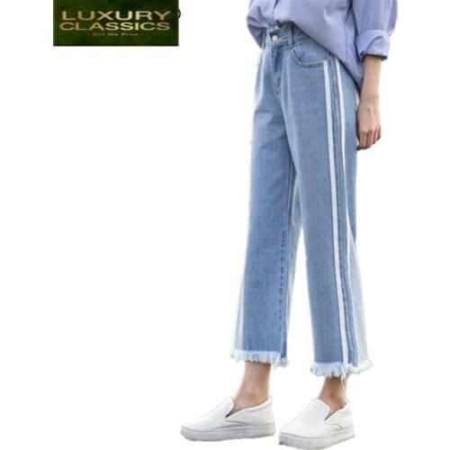 Leg Womens Pants Wide 2021 Fashion Plus Size 6XL Jeans Female Casual Streetwear High Waist Elegant Denim Trousers LWL492