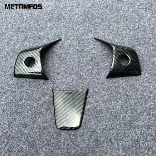 For Tesla Model Y 2020 2021 2022 Carbon Fiber Steering Wheel Cover Trim Molding Decoration Sticker Inner Accessories Car Styling