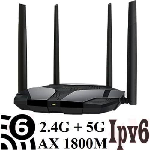 Chin-Firmware,Wi-Fi6 802.11AX, 4 Antennas WiFi6 Wireless Router 2 bands 2.4GHz 574M + 5GHz 1201M, 4 Gigabit ports, Ipv6, Wi-Fi 6