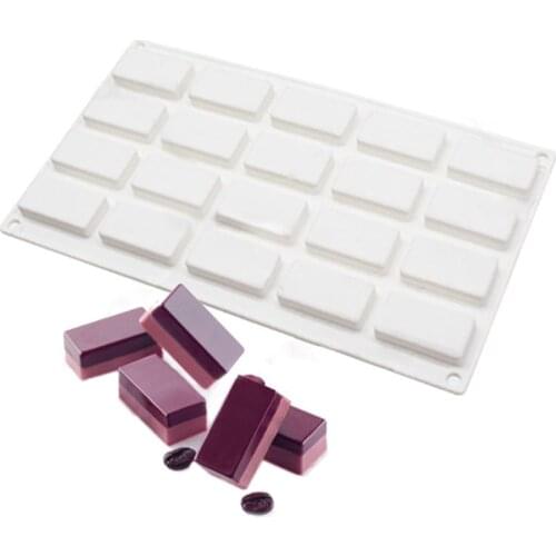 DAISUHOOM 20 Cavity Small Square Silicone Cake Mold for Chocolate Mousse Chiffon Cheese Dessert Bakeware Moulds Decorating Tools