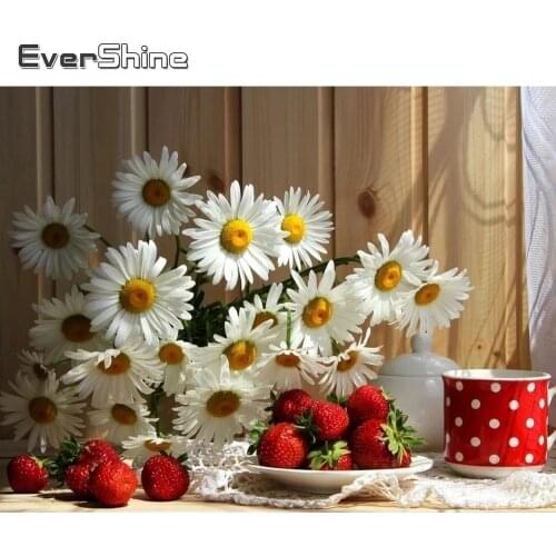 Evershine Diamond Painting Flowers Rhinestone Mosaic Diamond Embroidery Daisy Flower Cross Stitch Mosaic Diamond Home Decoration