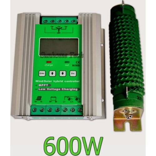 24V 900W mppt hybrid wind solar system controller with dump load resistor 600W wind+ 300W solar, booster charging & lcd