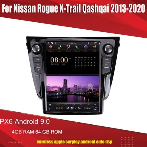 Aucar Tesla style Android Head unit For Nissan Rogue/ X-Trail Qashqai PX6 Android radio 2013-2020 multimidia stereo player WIFI