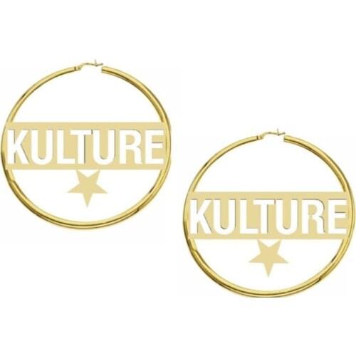 Personalized Custom Name With Small Hoop Earrings For Women Stainless Steel Jewelry 70MM Big Circle Round Loop Earrings BFF Gift