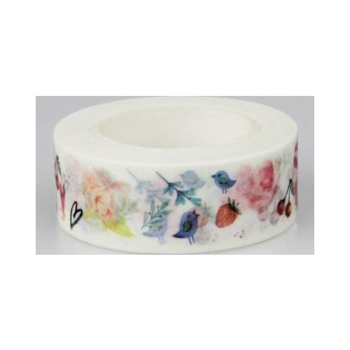 1.5cm Flower fruits Adhesive Tape for Scrapbooking DIY Craft Sticky Deco Masking Japanese Paper Washi Tape