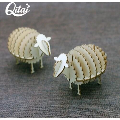 Cute Standing Sheep QITAI 1PC DIY Scrapbooking Crafts Wooden For Home Desk Decoration Gifts Display Ornaments New Style WF208