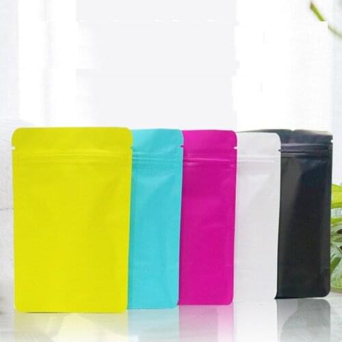 500pcs/lot Multicolor Matte Stand Up Pure Aluminum Foil Packaging Bag Self Seal Mylar Self seal Packing Pouch for Tea Food