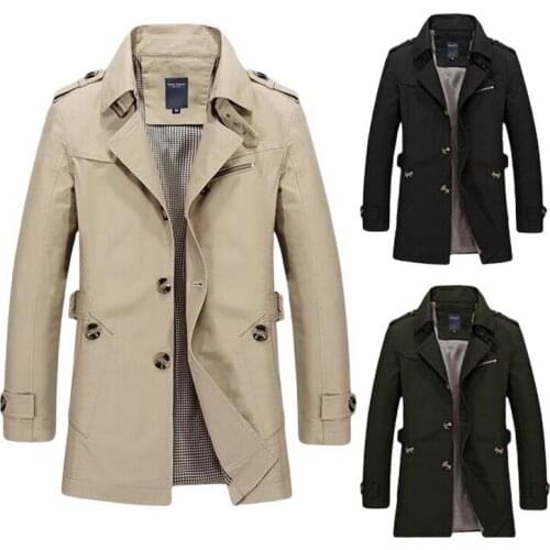 2021 Male Trench Plush stitching Loose Trenchs Business Casual Windbreaker Washed Trench Special Offer Jacket Plus Size M-5XL