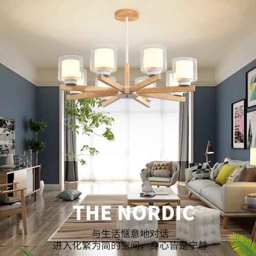 Nordic Wood Art Pendant Lamp Glass Hanging Lamp For Living Room Decor Light Bedroom Pendant Light AC110 AC220V LED Lights E27