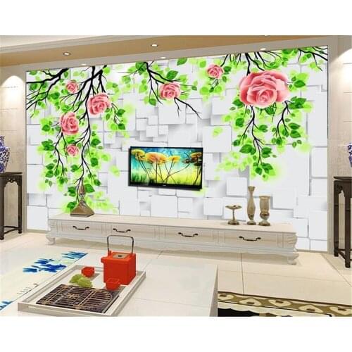 Beibehang HD rose murals Europe TV backdrop brick wallpaper living room bedroom murals wallpaper for walls 3d papel de parede