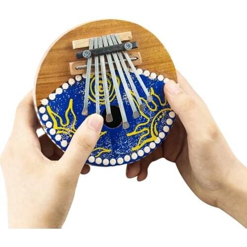 7 Keys Kalimba Thumb Piano Color Painted Natural Coconut Shell Body Keyboard Musical Instrument for Beginner Kids Toy Gift Craft