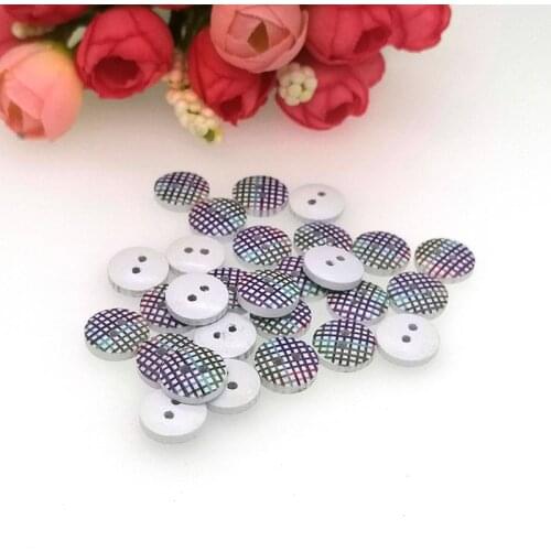11mm 50PCs Wood Buttons For Needlework Handicraft 2 Holes Thin Grid Buttons For Clothing Patchwork DIY Craft B20618