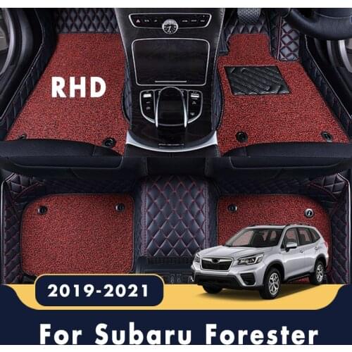 RHD For Subaru Forester 2021 2020 2019 Car Floor Mats Luxury Double Layer Wire Loop Leather Carpets Protector Covers Interior