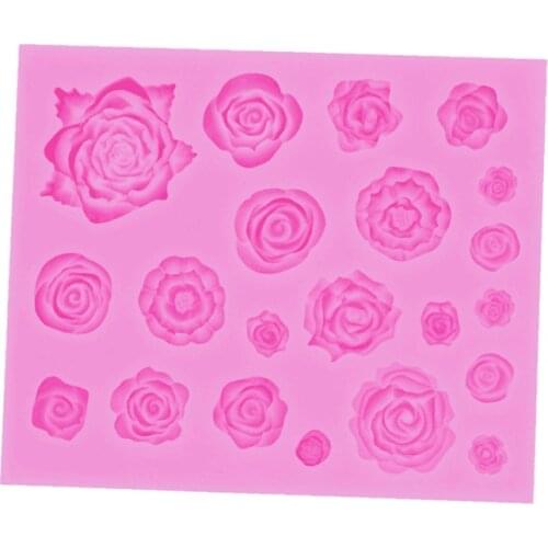 Roses blooming cake mold fondant mold food grade silicone European style DIY chocolate three-dimensional soft pottery clay B0