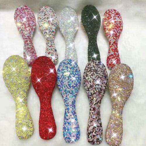 Crystal Diamond Makeup Hair Comb Brush Massage Meridian Soft Wooden Handle Portable Anti Static Salon Styling Tools Women Gifts