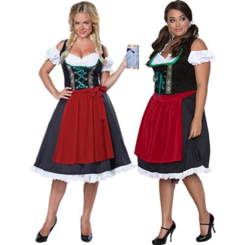 Traditional Bavarian Dirndl Women Oktoberfest Costume Austrian German Beer Wench Maid Party Fancy Dress