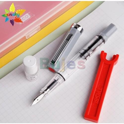 Twsbi ECO Cement gray Writing pen for students Transparent demonstration Calligraphy pen Piston inking EF/F NIB Office Supplies