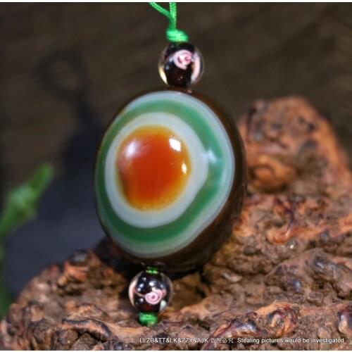 Treasure Unique Ultra Energy Tibetan Natural Old agate Colorful Goat Eye dZi Bead Amulet UA703E5 Amulet Timestown UPD22