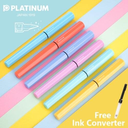 Japan PLATINUM Small Meteor F Fountain Pen Kawaii Pastel Color Calligraphy Ink Pen With Box Student Pen Gift School Supplies